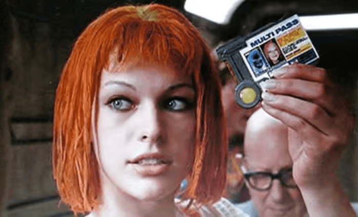 Milla Jovovich shows a PrivacyPass, from the film Fifth Element.